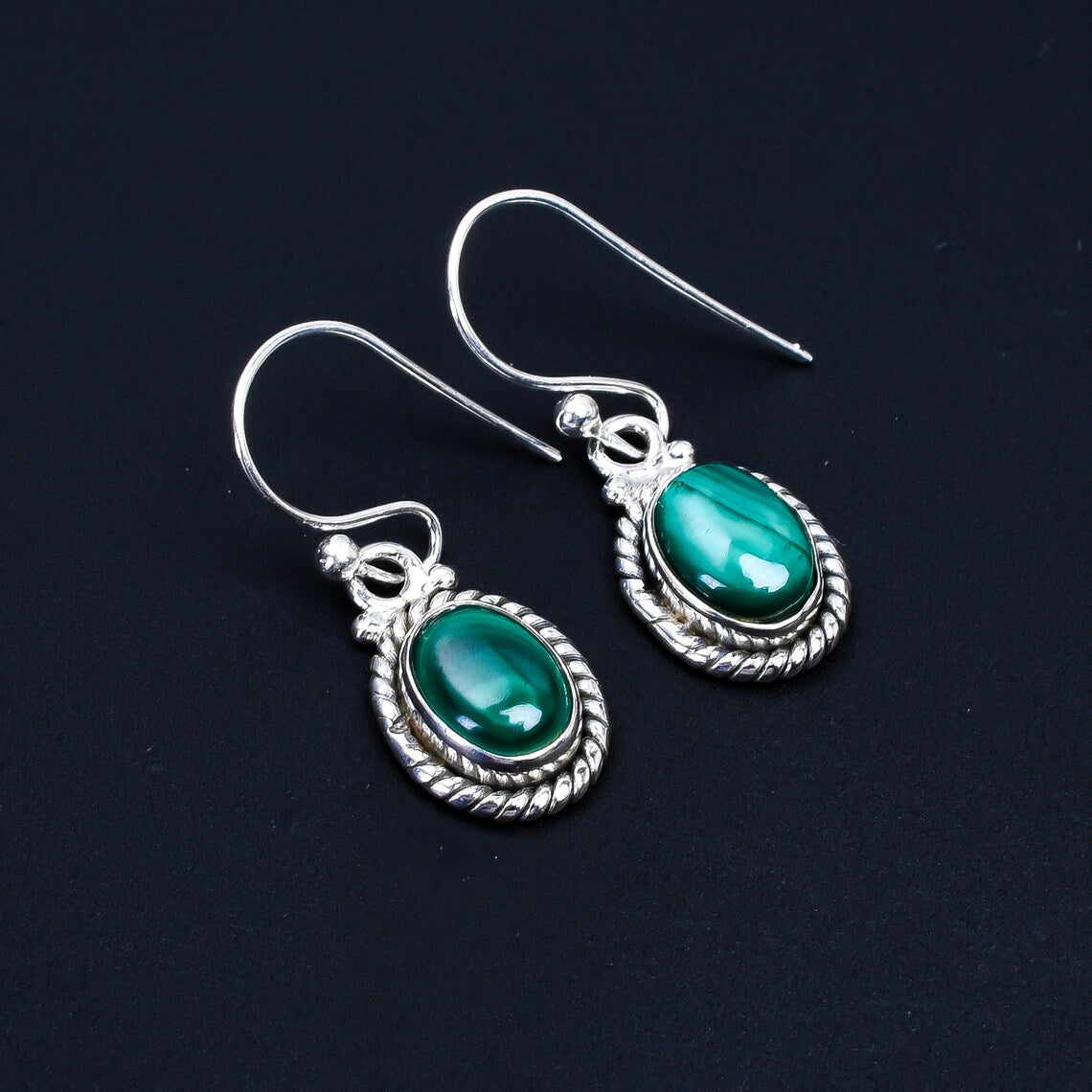 Malachite And Citrine Handcrafted Gemstone Drop Earrings