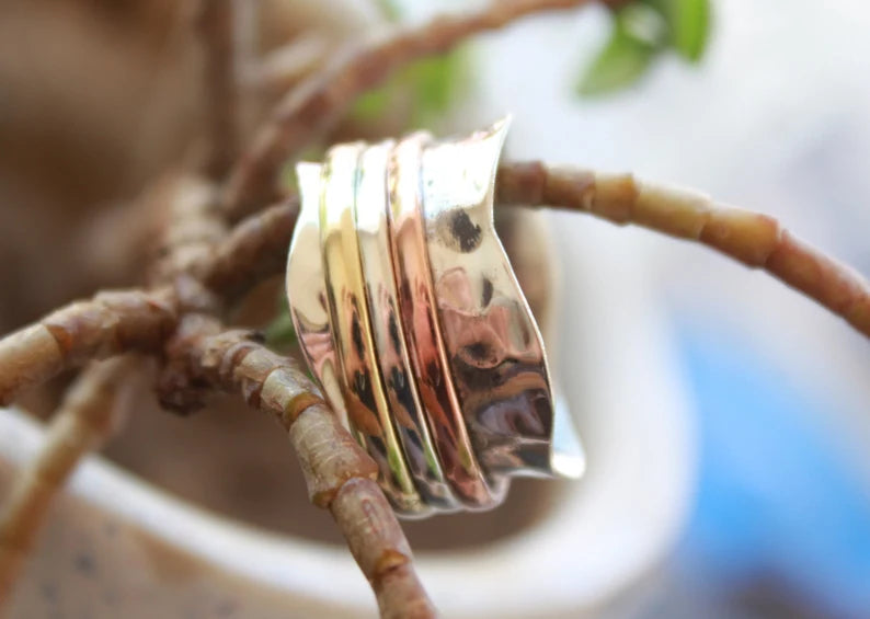 Three Tone Spinner Thumb Fidget Ring