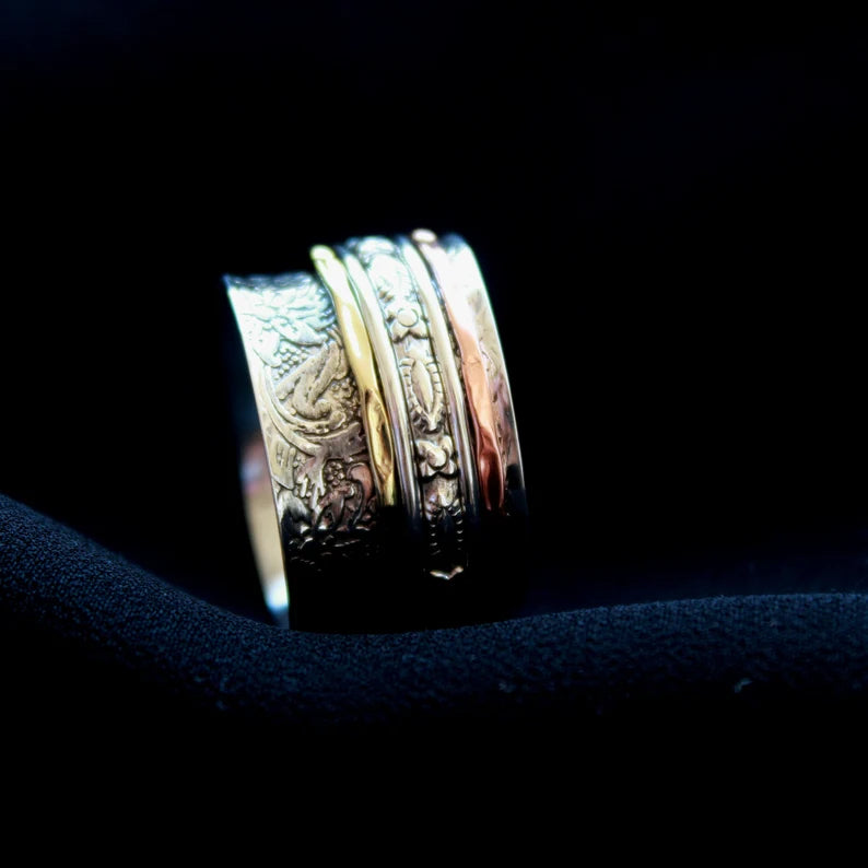 Three Tone Thumb Spinner Ring