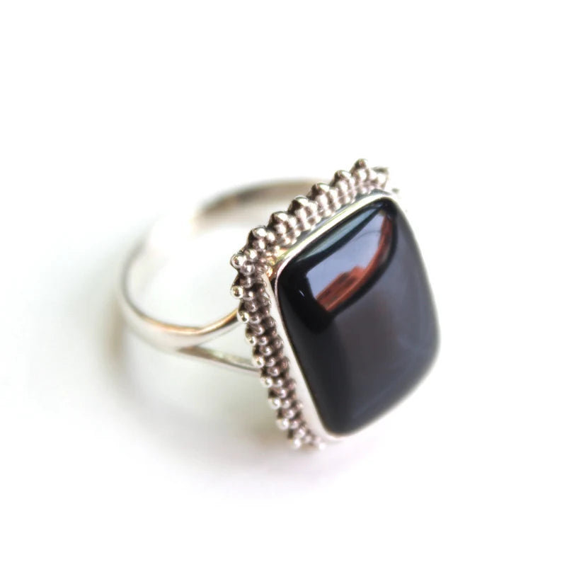 Black Onyx Gemstone Handcrafted Signet Ring