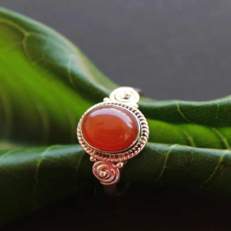Natural Carnelian Handmade Birthstone Ring