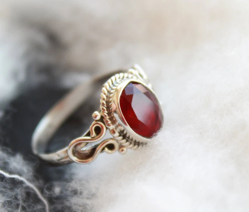 Vintage Red Ruby Glass Gemstone Statement Ring
