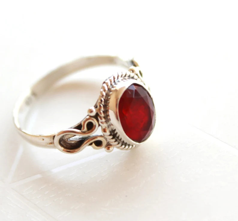 Vintage Red Ruby Glass Gemstone Statement Ring