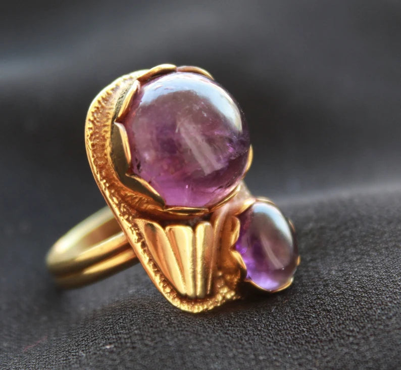 Amethyst With Antique Design Statement Ring