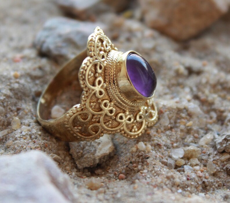 Amethyst Antique Design Handmade Birthstone Ring