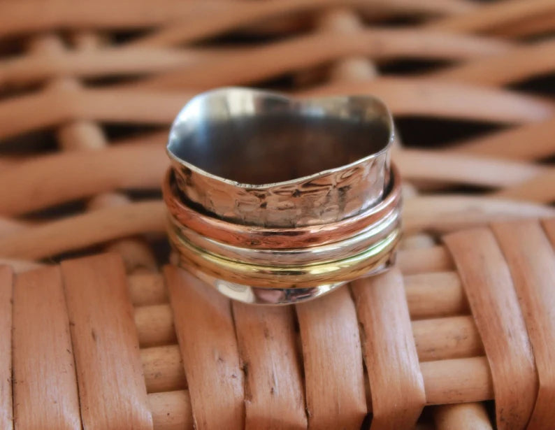 Three Tone Spinner Thumb Fidget Ring
