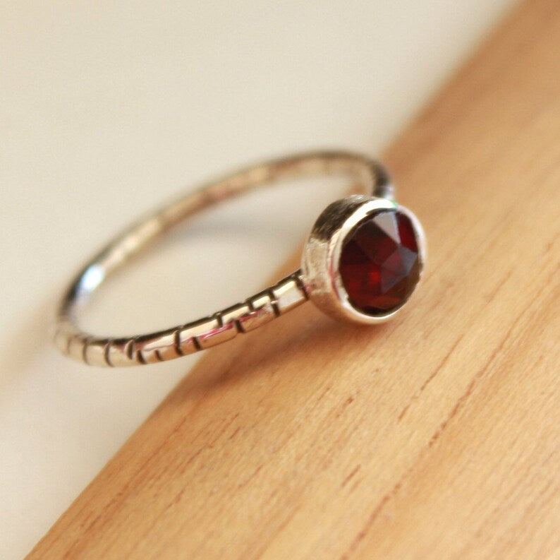 Vintage Red Ruby Glass Handmade Birthstone Ring
