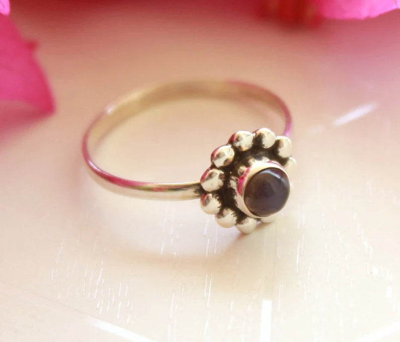 Antique Statement Amethyst Glass stone Birthstone Ring
