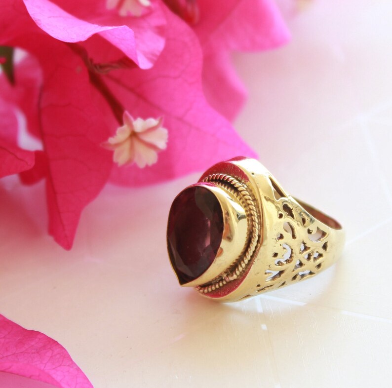 Amethyst Antique Design Pan Shape Statement Ring