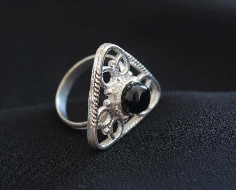 Black Onyx Handmade Vintage Birthstone Ring