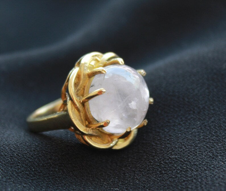 Rose Quartz Gemstone Pink Stone Birthstone Ring