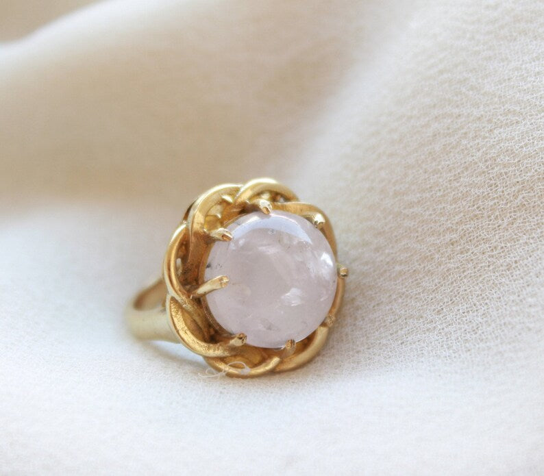 Rose Quartz Gemstone Pink Stone Birthstone Ring