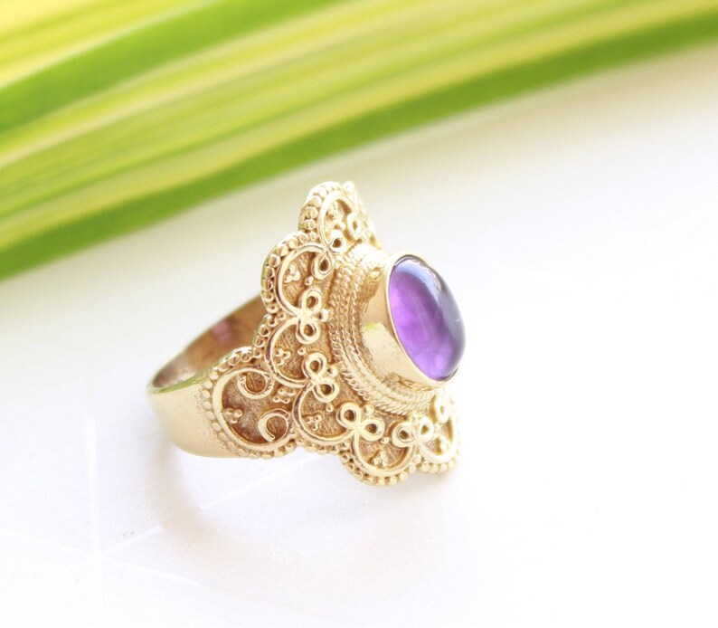 Amethyst Antique Design Handmade Birthstone Ring