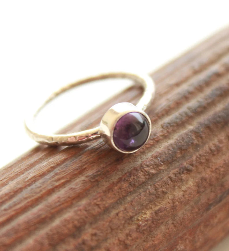 Genuine Amethyst Handcrafted Gemstone Statement Ring