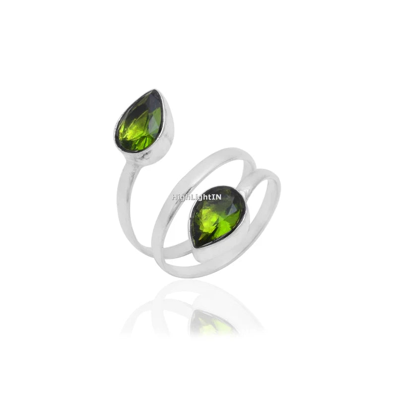 Peridot Gemstone Adjustable Handcrafted Statement Ring