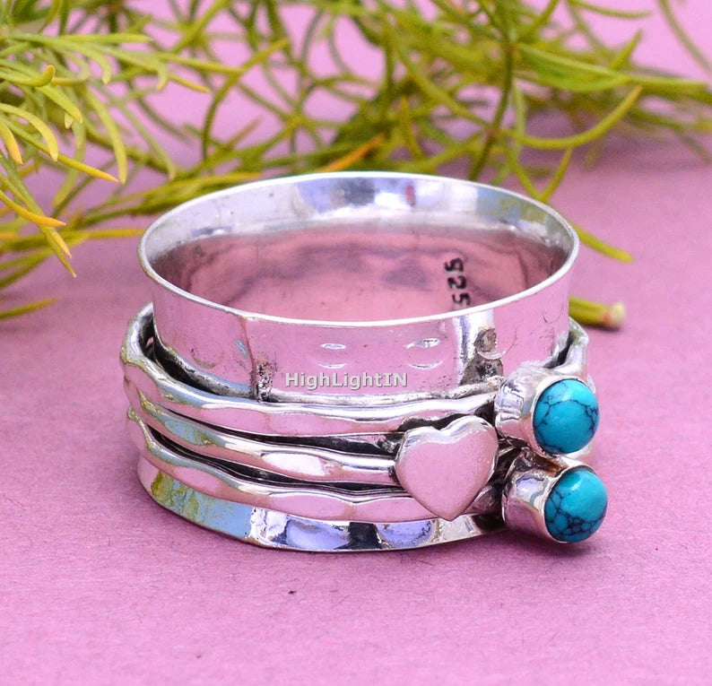 Turquoise Spinner Dual Handcrafted Ring