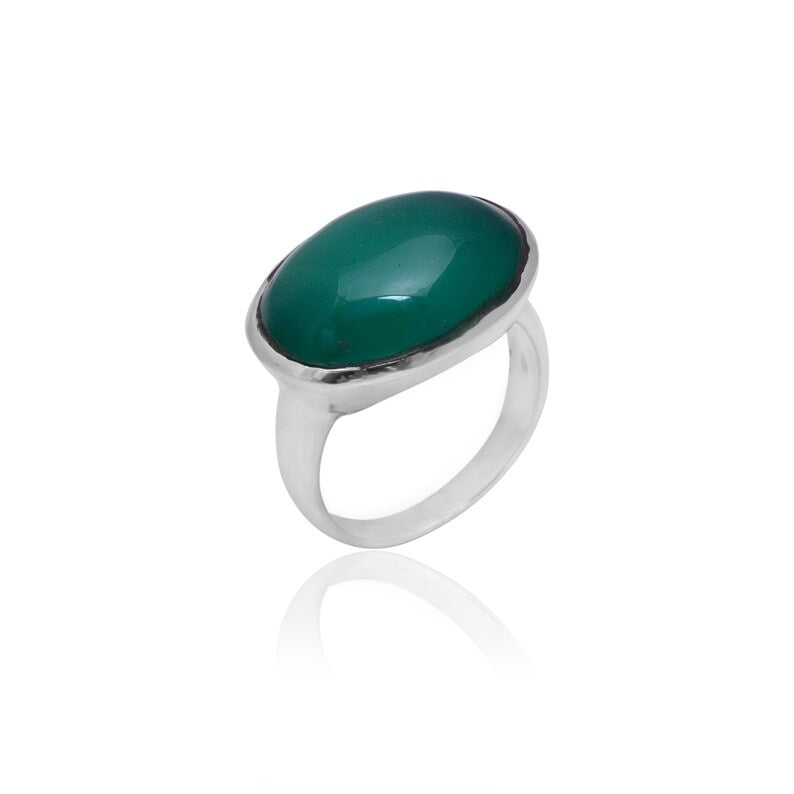 Green Onyx Glass Gemstone Handcrafted Statement Ring