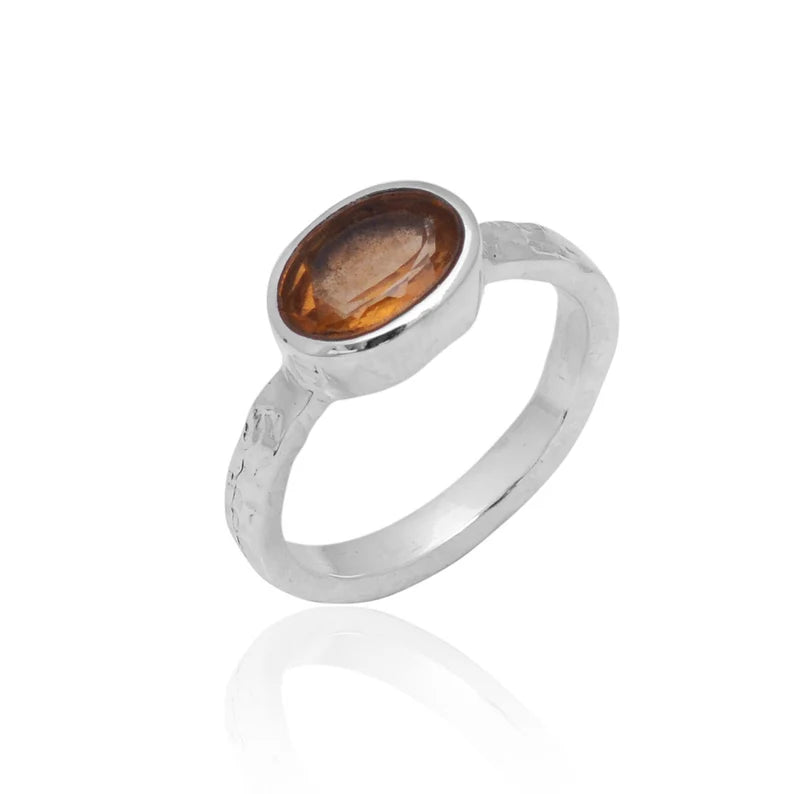 Natural Citrine Gemstone Statement Handcrafted Ring