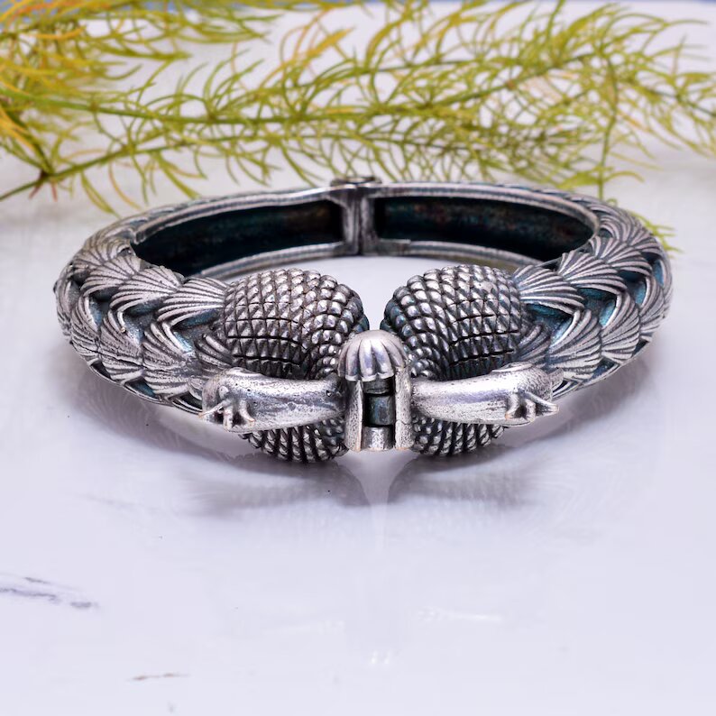 Antique Polished Bird German Silver Bangle