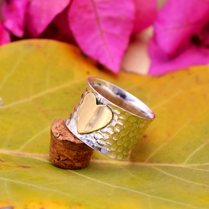 Heart Shaped Thumb Band Handmade Spinner Ring