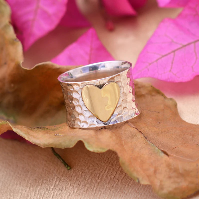 Heart Shaped Thumb Band Handmade Spinner Ring