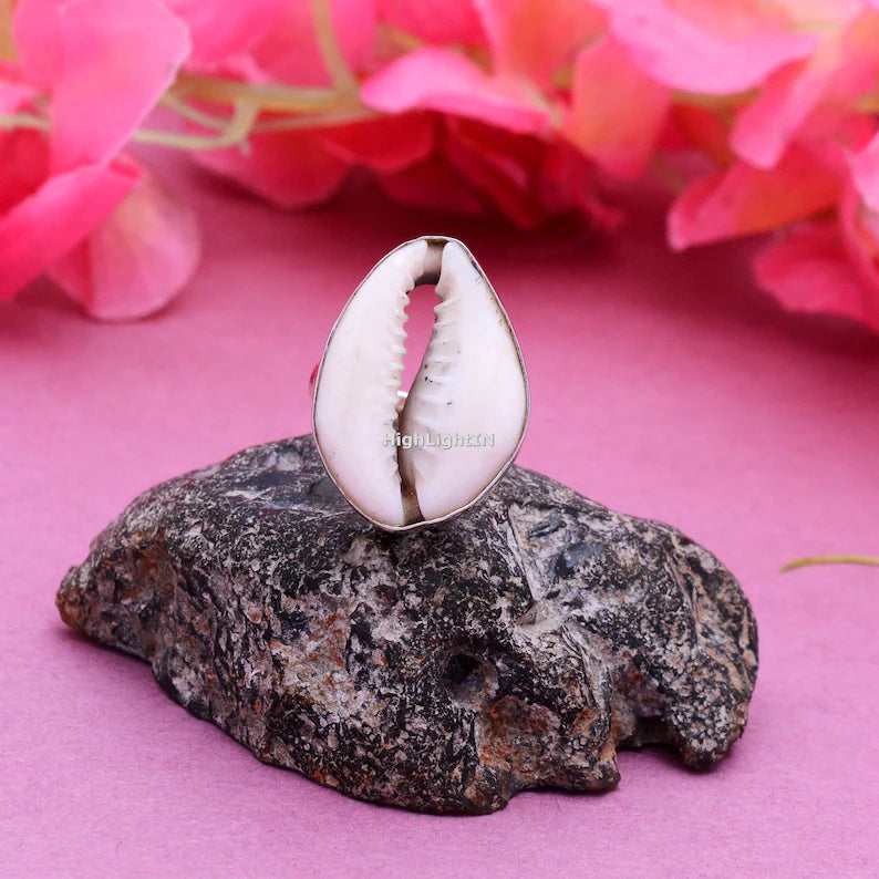 Shell Stone Gemstone Statement Handcrafted Ring