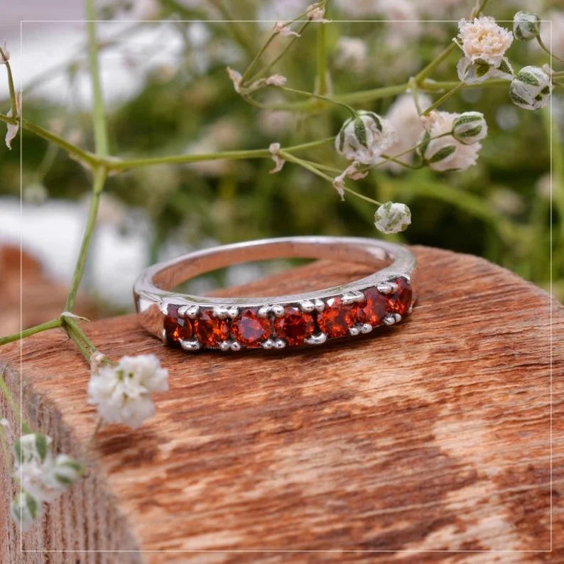 Orange Cubic Zirconia Solitaire Handcrafted Ring