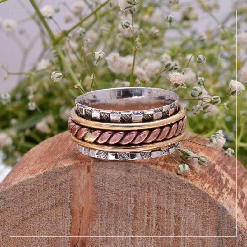 Three Tone Fidget Spinner Thumb Ring