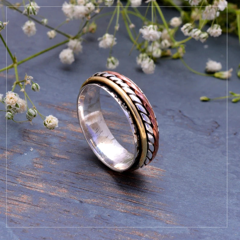 Three Tone Spinner Anti-Anxiety Ring