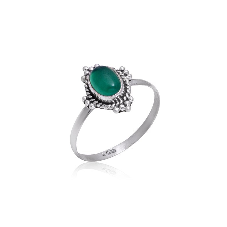Green Onyx Stone Glass Statement Birtjstone Ring
