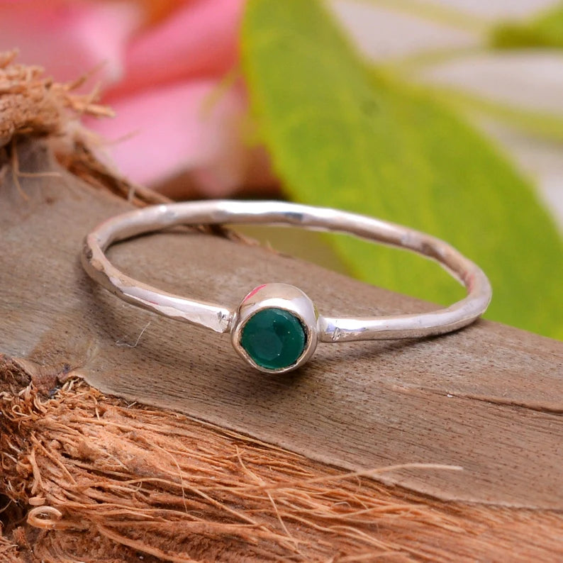 Green Onyx Gemstone Crystal Quartz Handcrafted Statement Ring