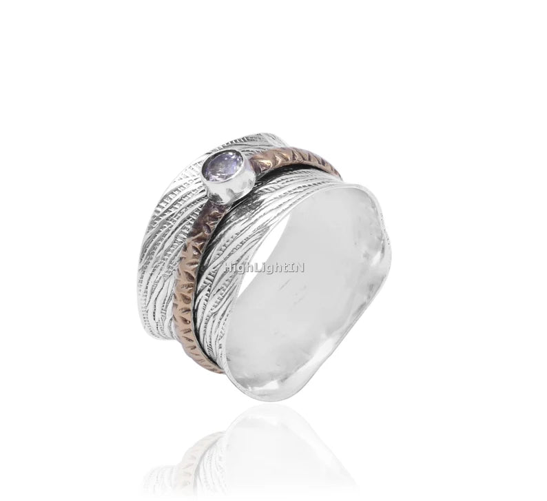 Cubic Zirconia Gemstone Spinner Ring