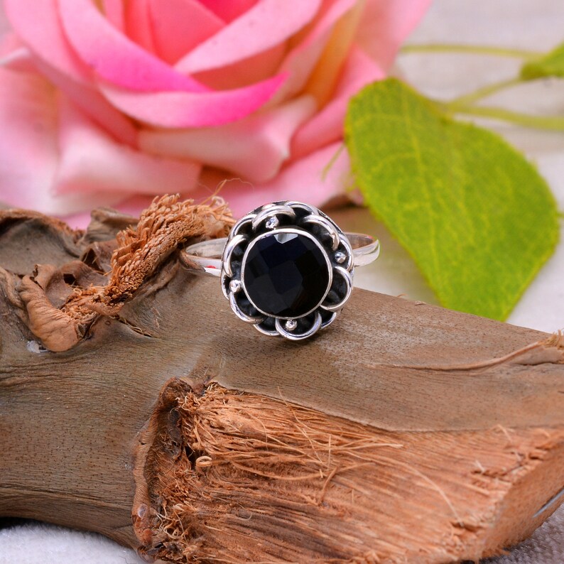 Black Onyx Handmade Antique December Birthstone Ring