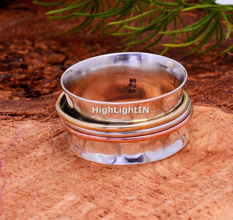 Three Tone Spinner Thumb Ring