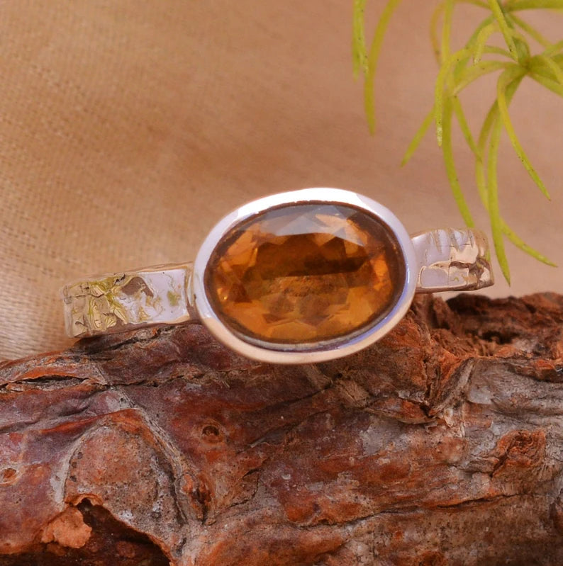 Natural Citrine Gemstone Statement Handcrafted Ring