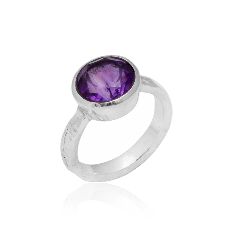 Genuine Amethyst Handmade Promise February Birthstone Ring