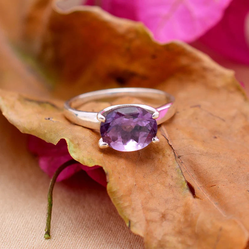 Genuine Amethyst Birthstone Handcrafted Ring