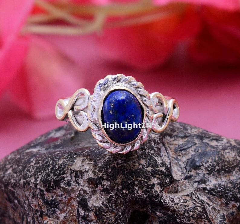 Lapis Lazuli Handcrafted Gemstone Statement Ring