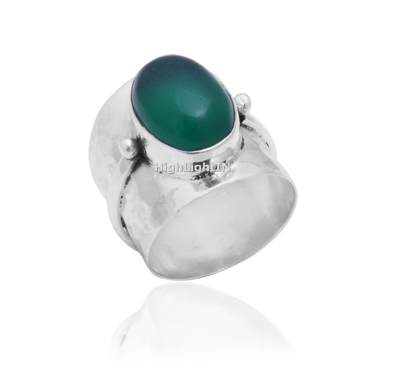 Green Onyx Stone December Birthstone Handcrafted Band Ring