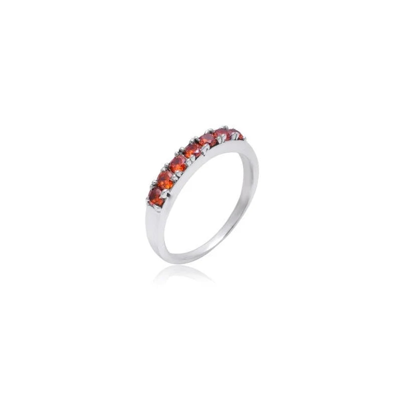 Orange Cubic Zirconia Solitaire Handcrafted Ring