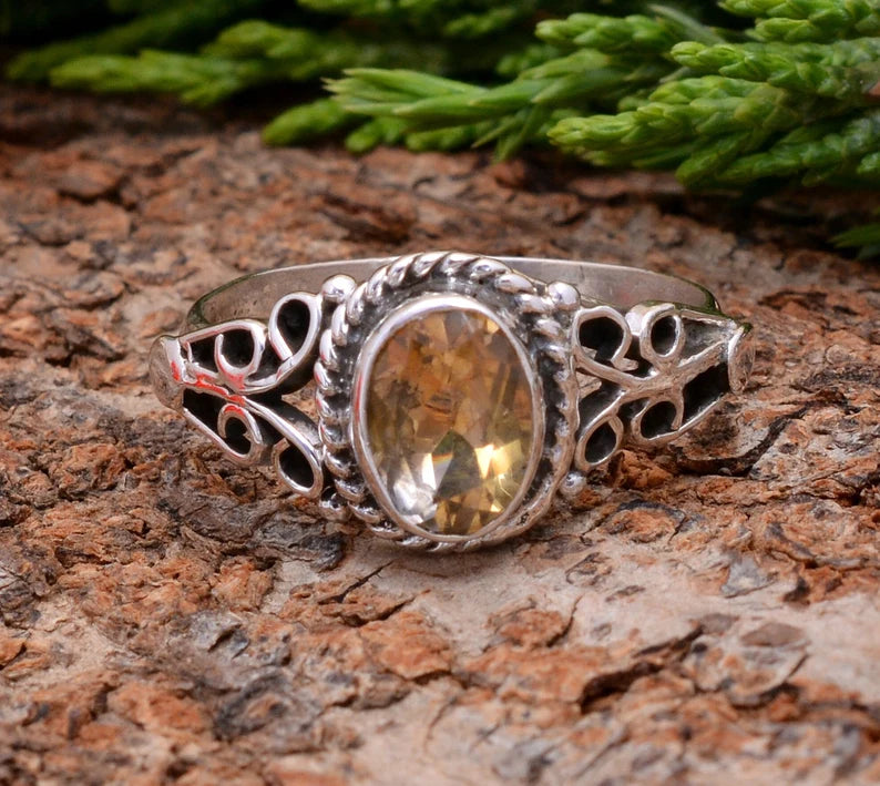 Natural Citrine Handmade November Birthstone Statement Ring