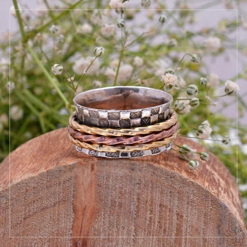 Fidget Three Tone Spinner Ring