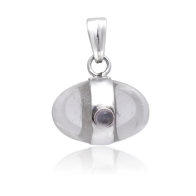 Crystal Quartz 925 Sterling Silver Moonstone Pendant
