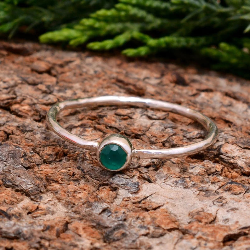 Green Onyx Gemstone Crystal Quartz Handcrafted Statement Ring