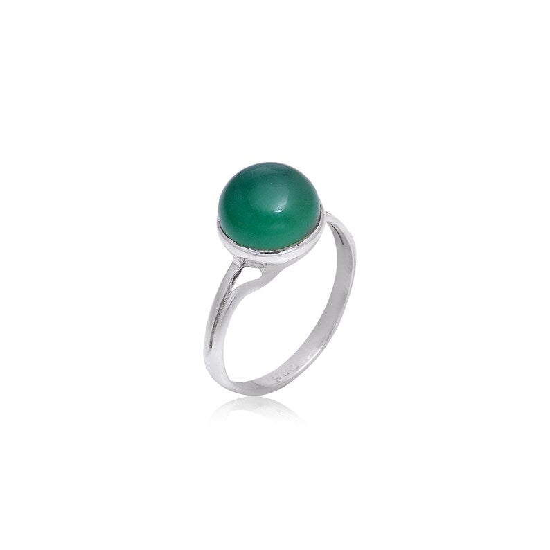 Natural Green Onyx Antique Looking Statement Birthstone Ring
