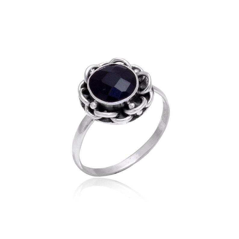 Black Onyx Handmade Antique December Birthstone Ring