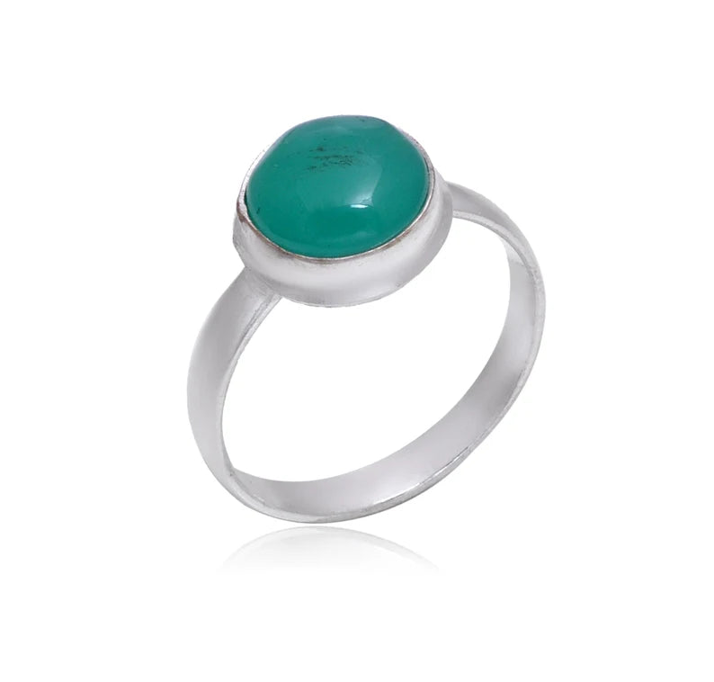 Antique Looking Green Onyx Gemstone Statement Ring