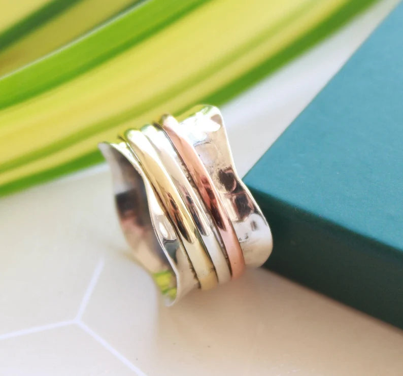 Three Tone Spinner Thumb Fidget Ring