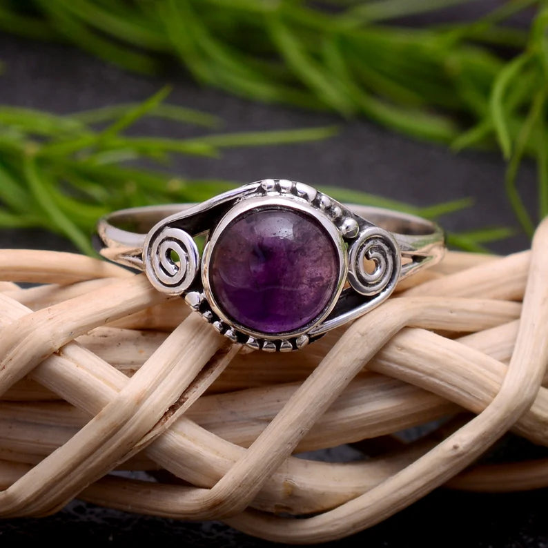 Amethyst February Birthstone Minimalist Handcrafted Ring