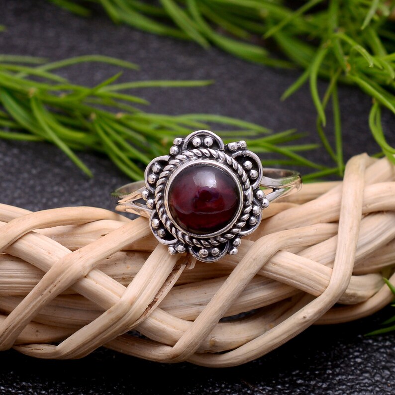 Garnet Gemstone Handcrafted Designer Statement Ring